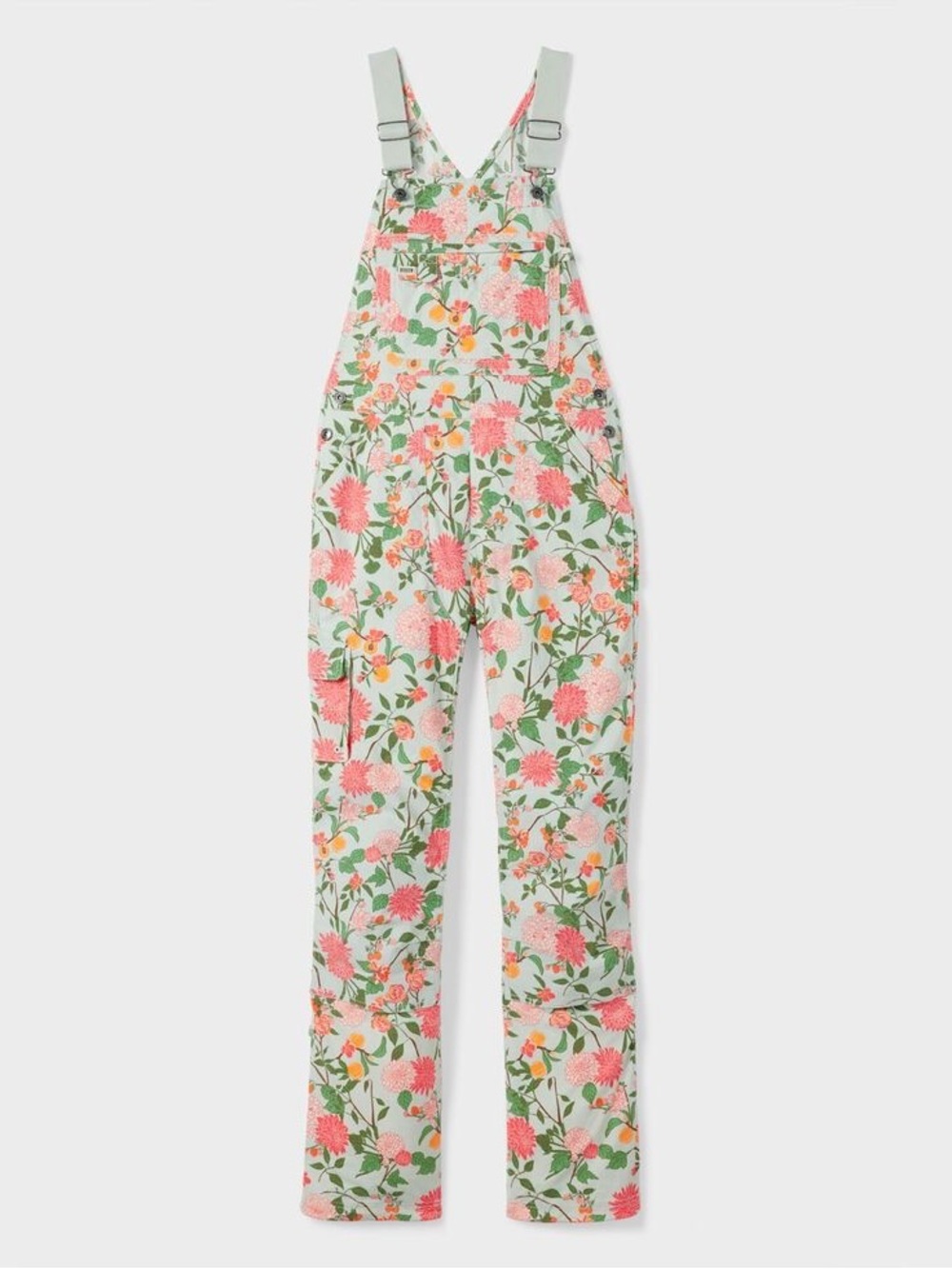 Duluth Trading Heirloom Gardening Overalls in Mint and Pink Floral
